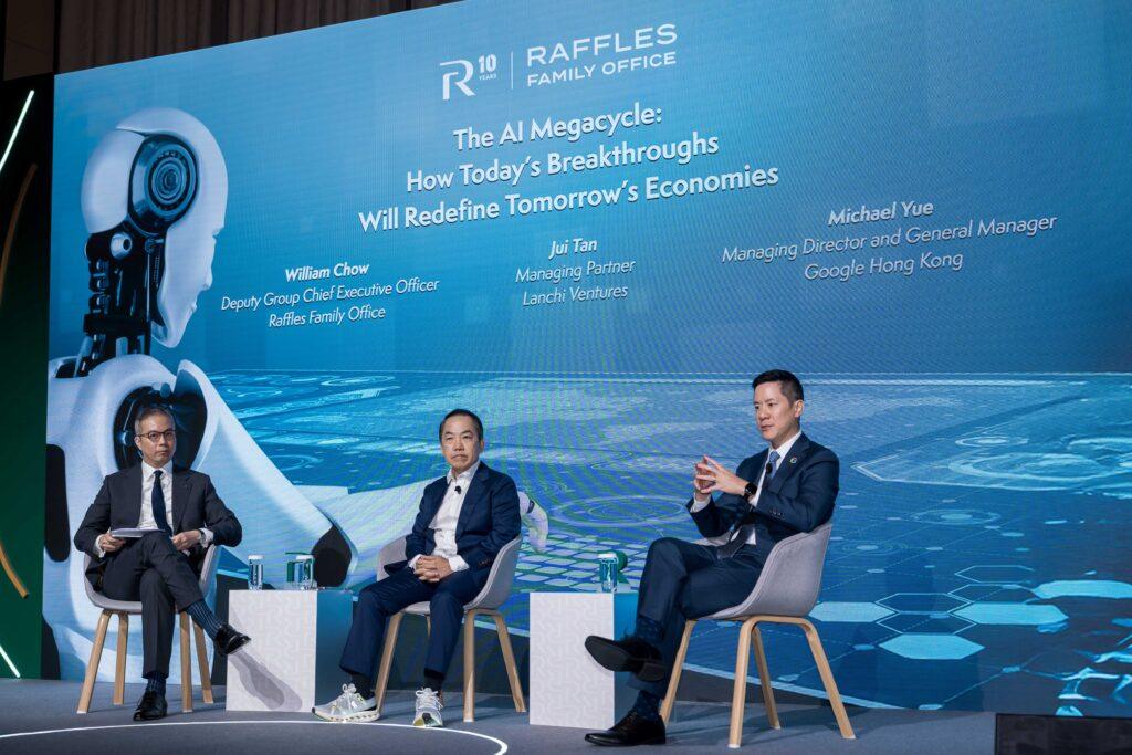 Panel - The AI Megacycle: How Today’s Breakthroughs Will Redefine Tomorrow’s Economies during Raffles Family Office Annual Forum 2025 at Four Seasons Hong Kong, Central, Hong Kong, on 8 October 2025, Hong Kong SAR, China. Photo by : Felix Ho / Ike Images